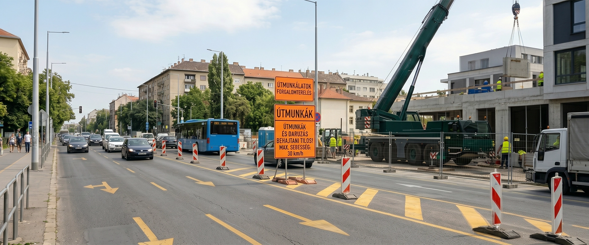 Forgalmi rend kialakítása biztonságos tereléssel és jelöléssel
