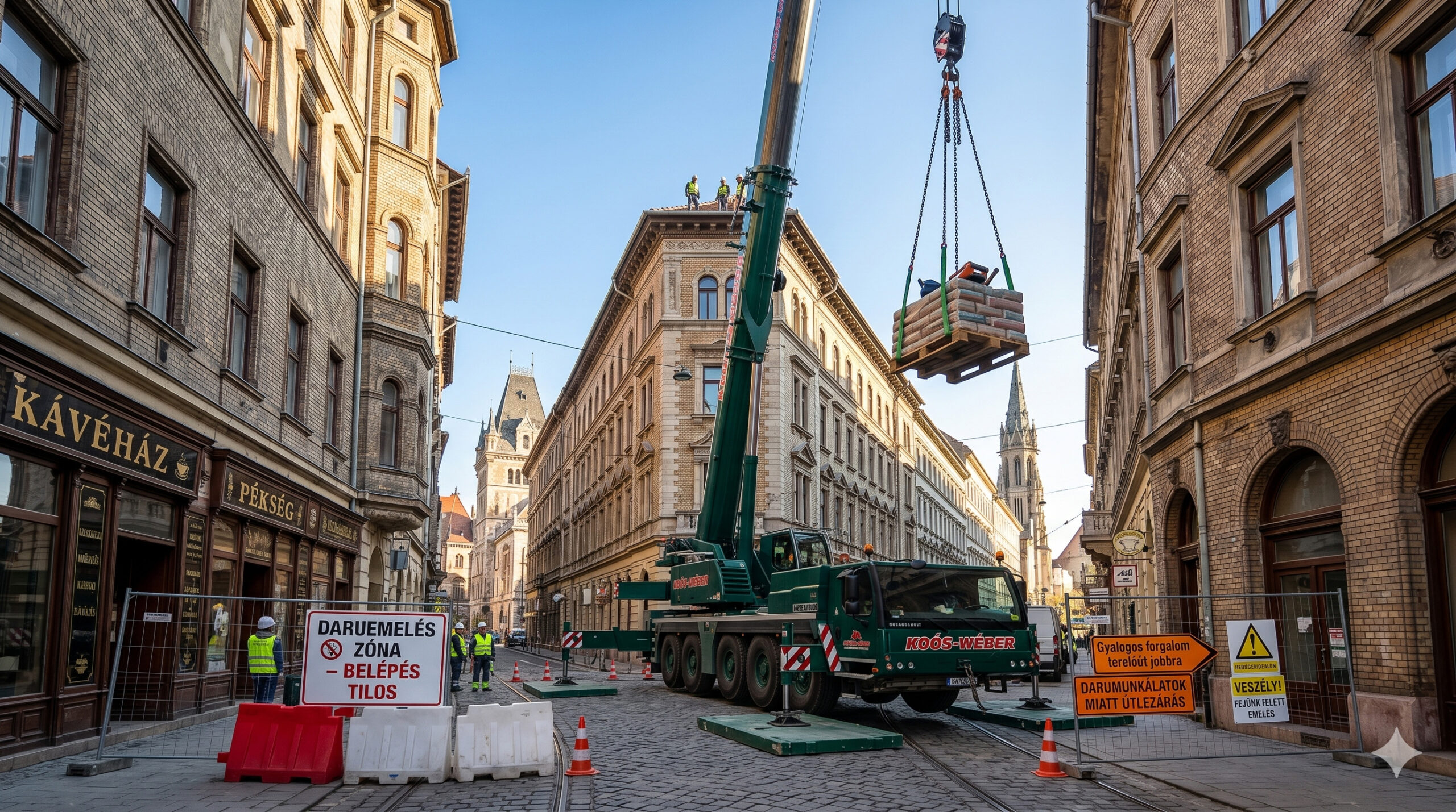 daruzás szűk belvárosban daruzás szűk belvárosban